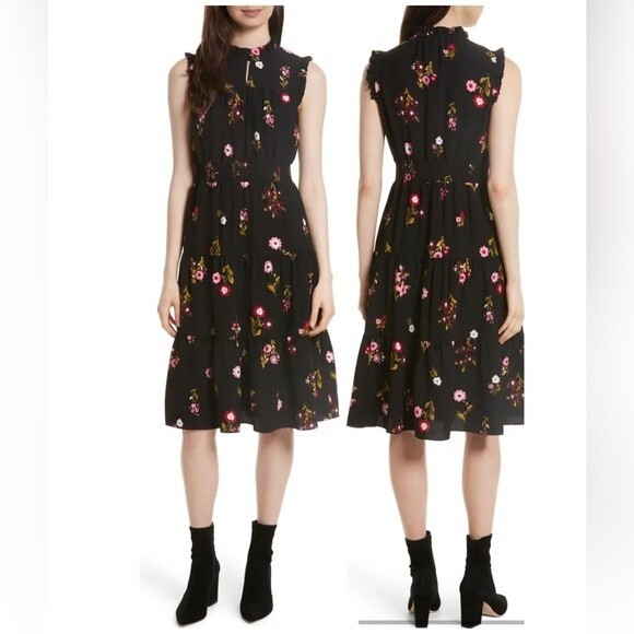 Kate Spade In Bloom Smocked Waist Dress in Ma Cherie Blackmulti XS NWOT - Picture 13 of 13